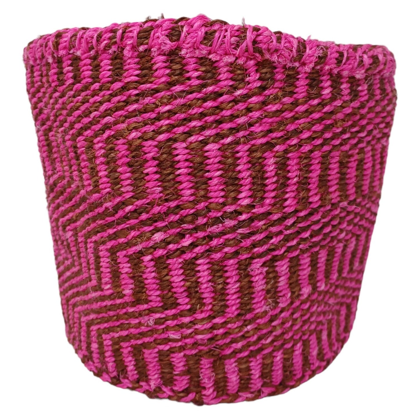 Handwoven Sisal Basket: 7" Boho Plant Pot Cover, Colorful Decor