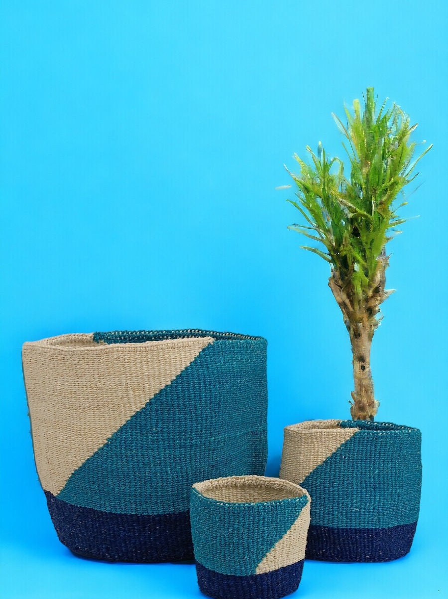 Woven Sisal Basket Planter: Handwoven African Boho Basket