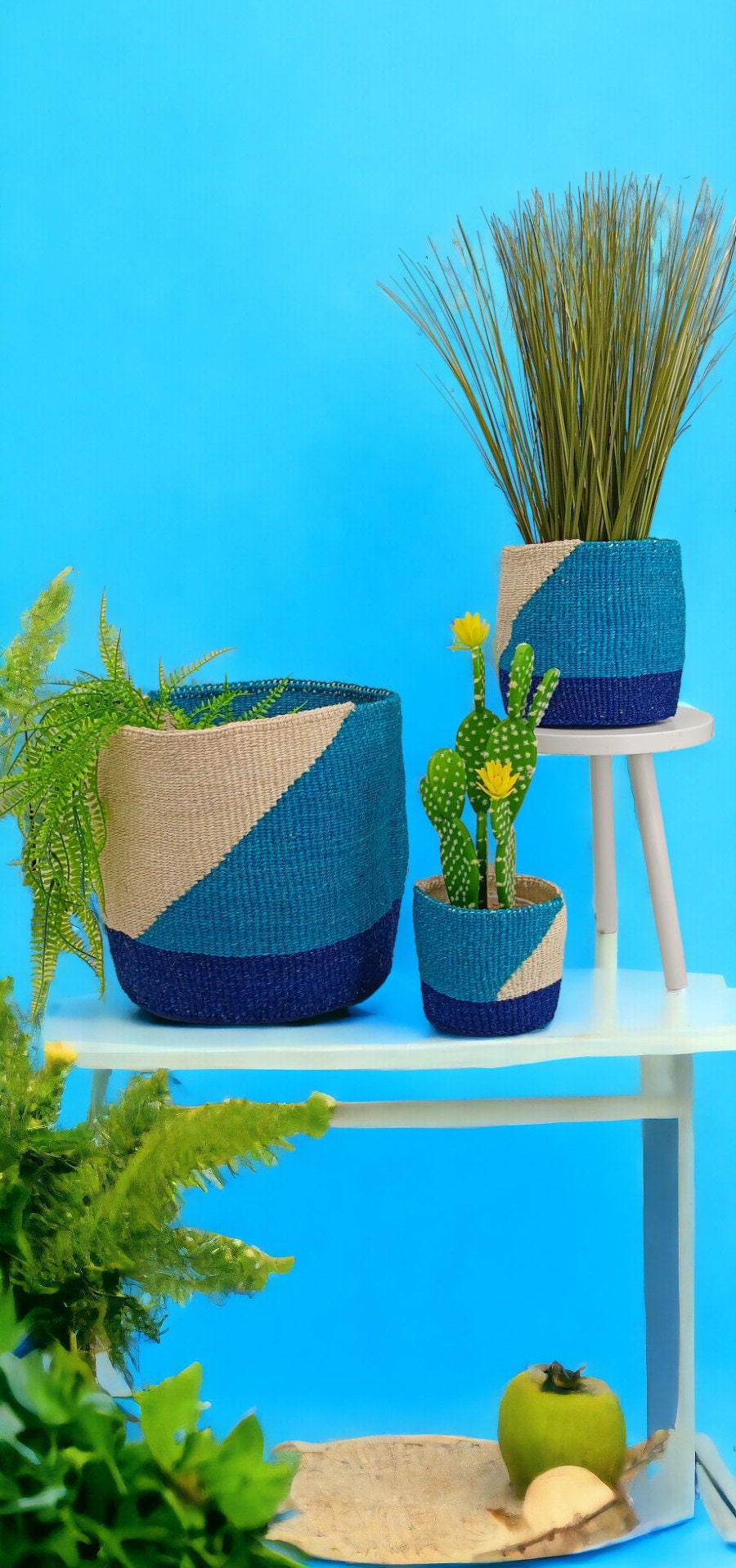 Woven Sisal Basket Planter: Handwoven African Boho Basket