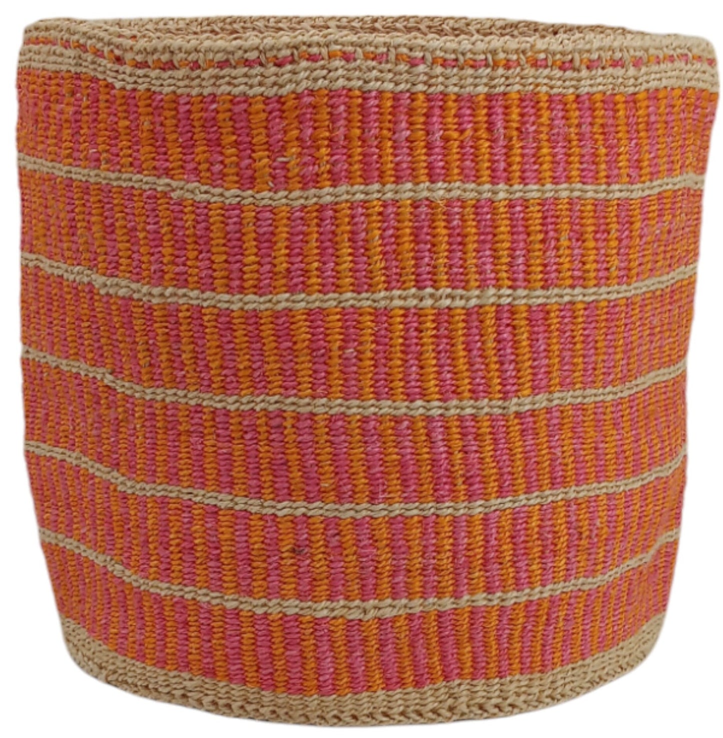 Woven Basket Planter: Colorful Boho Decor, Handwoven Sisal