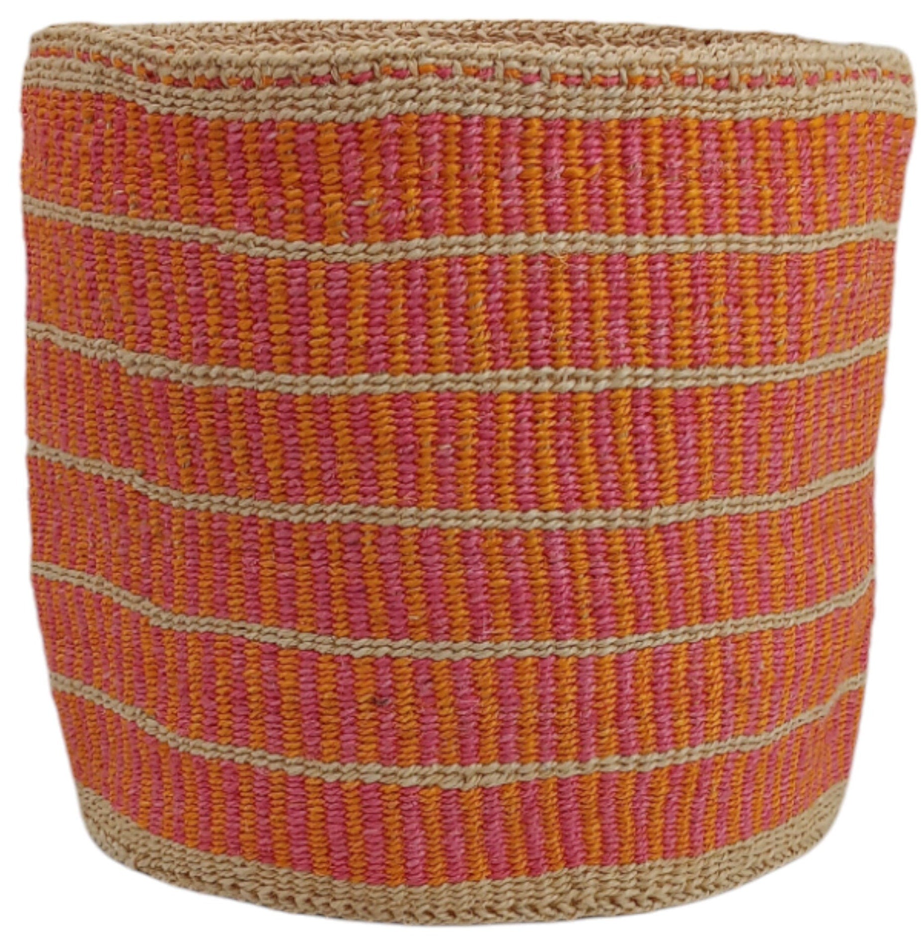 Woven Basket Planter: Colorful Boho Decor, Handwoven Sisal