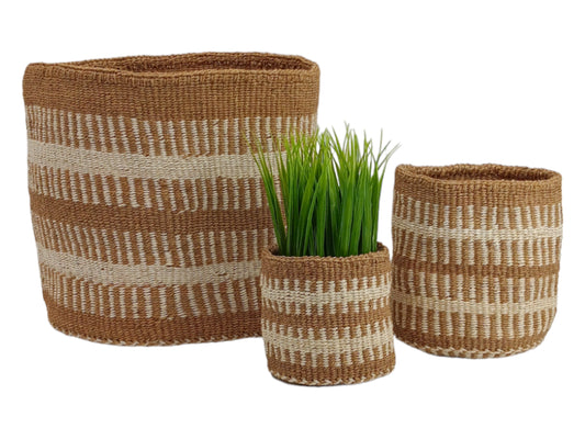 Handwoven Sisal Plant Basket: African Woven Storage Basket