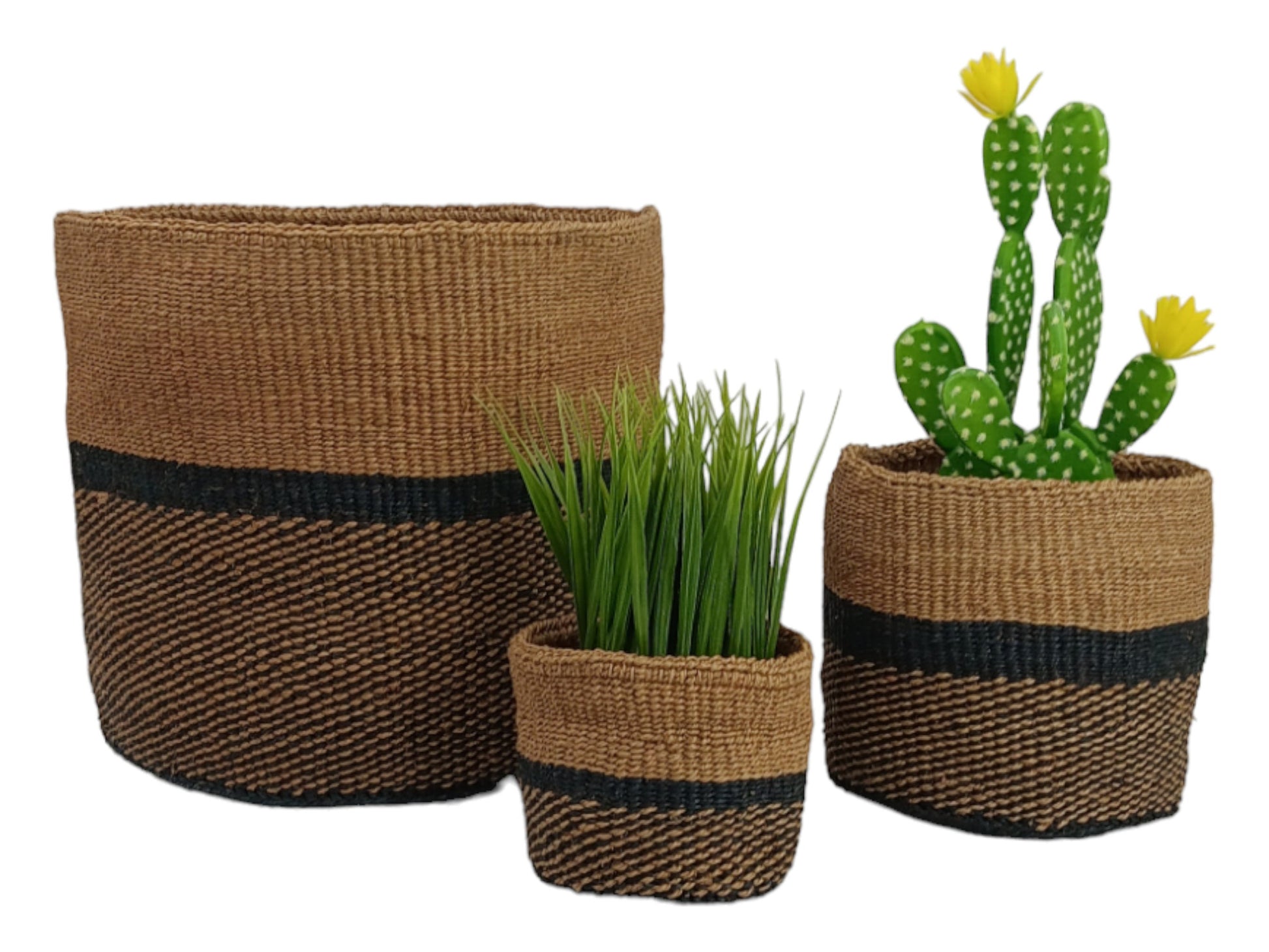 African Woven Basket: Sisal Plant Pot, Storage Basket