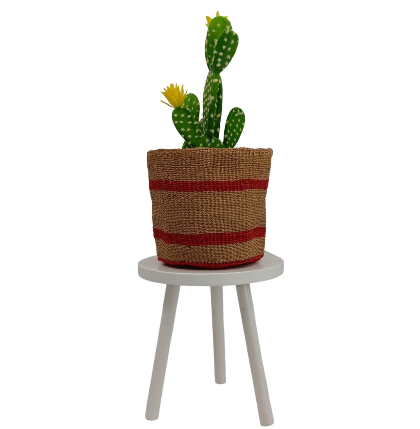 Woven Sisal Basket Planter: Colorful African Storage Basket