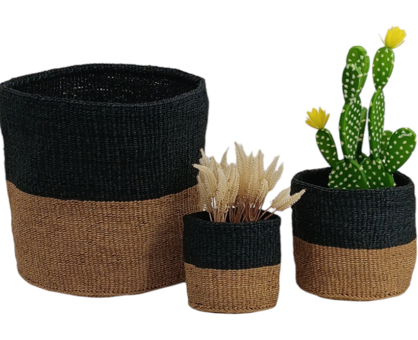 Handwoven Sisal Basket Planter: African Storage Basket