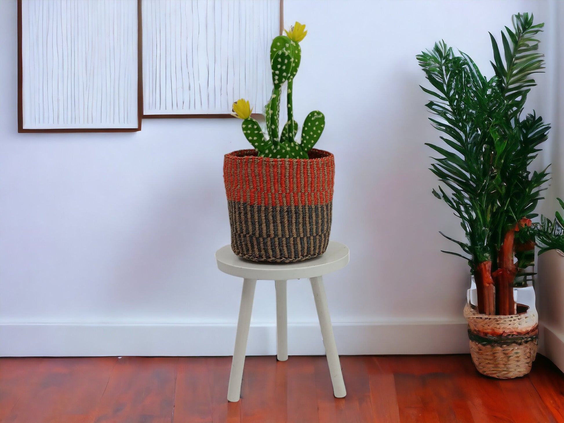 Handwoven Sisal Basket: African Storage, Plant Pot, Minimalist Decor