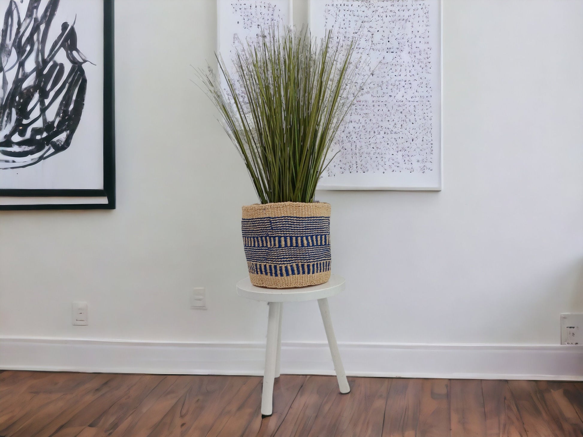 Handwoven Sisal Basket: Colorful Woven Planter, Storage Basket