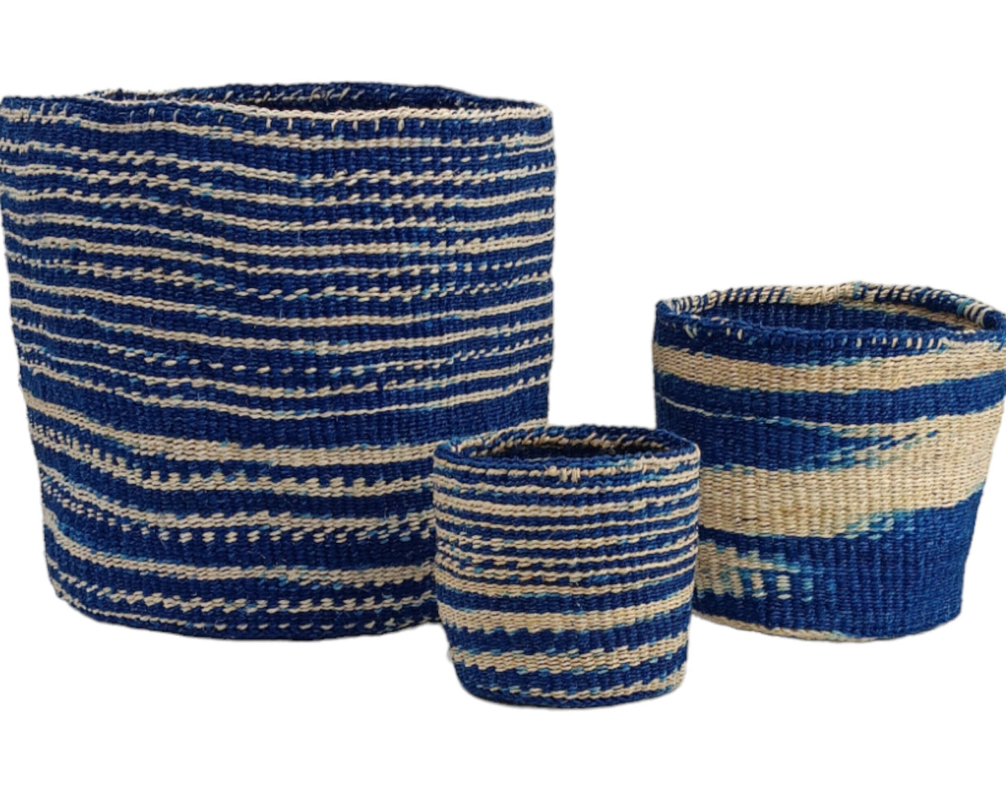 Blue Woven Basket Planter: African Sisal Basket Decor