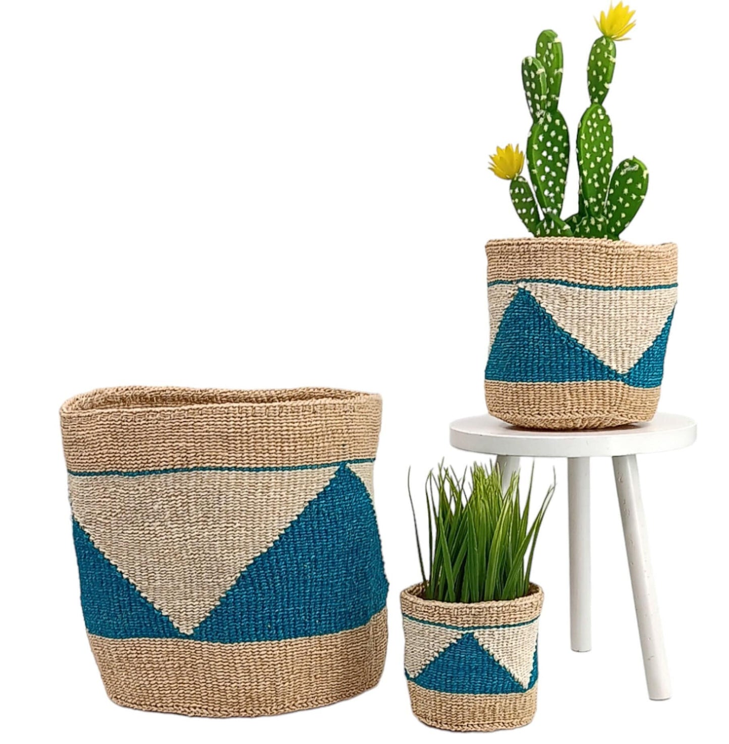 Handwoven Sisal Basket Planter: Boho Woven Plant Basket
