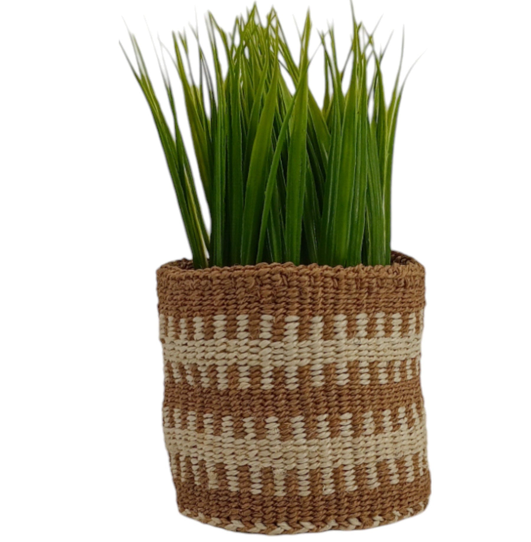 Handwoven Sisal Plant Basket: African Woven Storage Basket