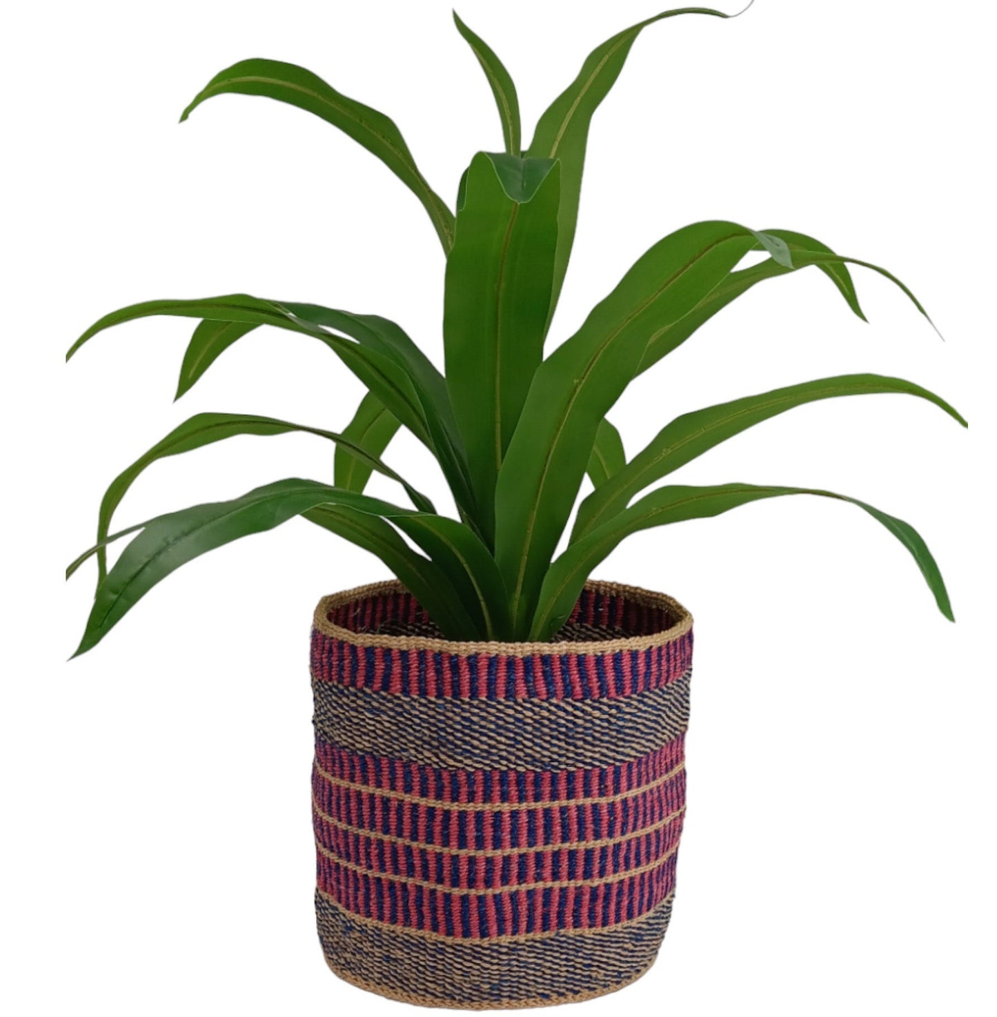 Woven Sisal Basket Planter: Colorful Rustic Home Decor