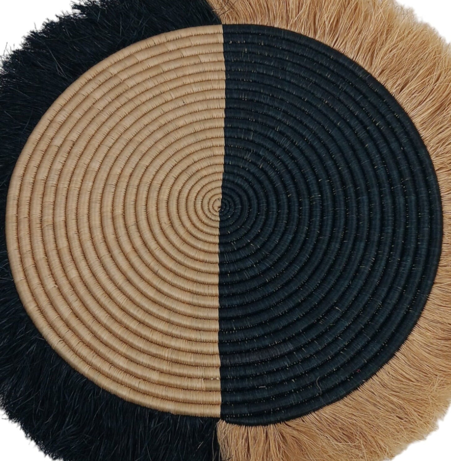 Large Fringed Wall Basket: Handwoven African Decor (18-20 Inches)