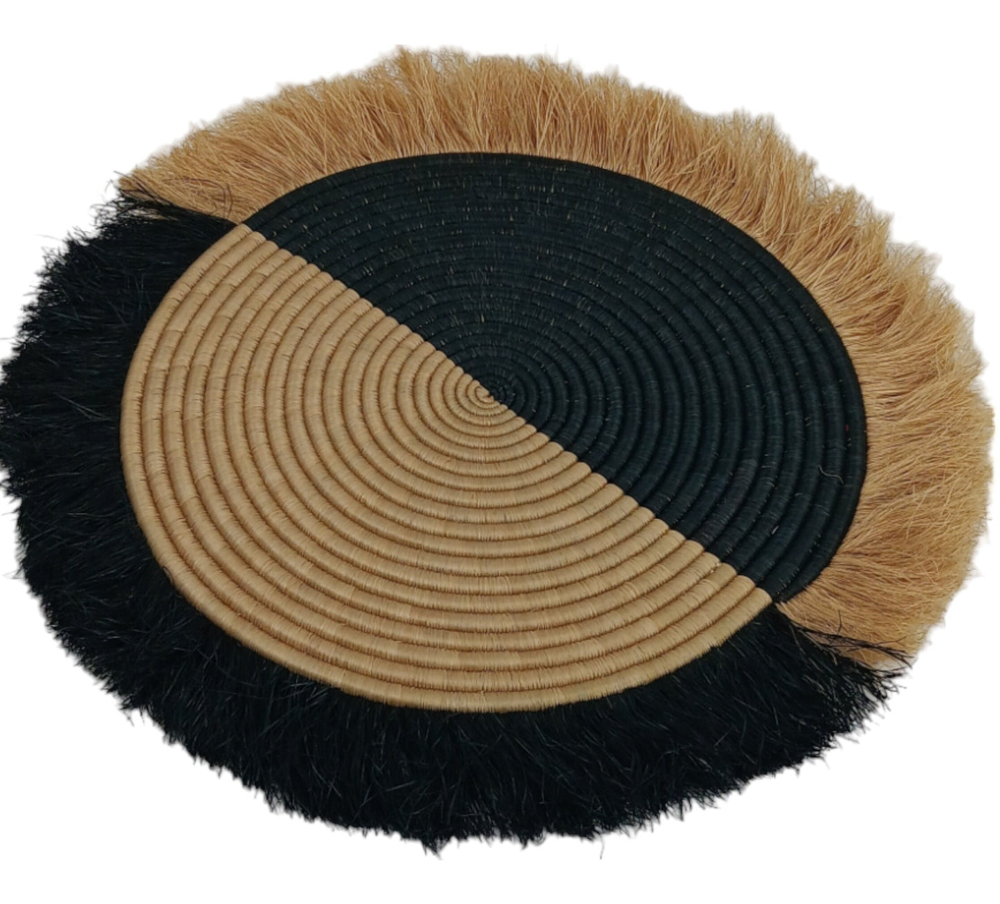 Large Fringed Wall Basket: Handwoven African Decor (18-20 Inches)
