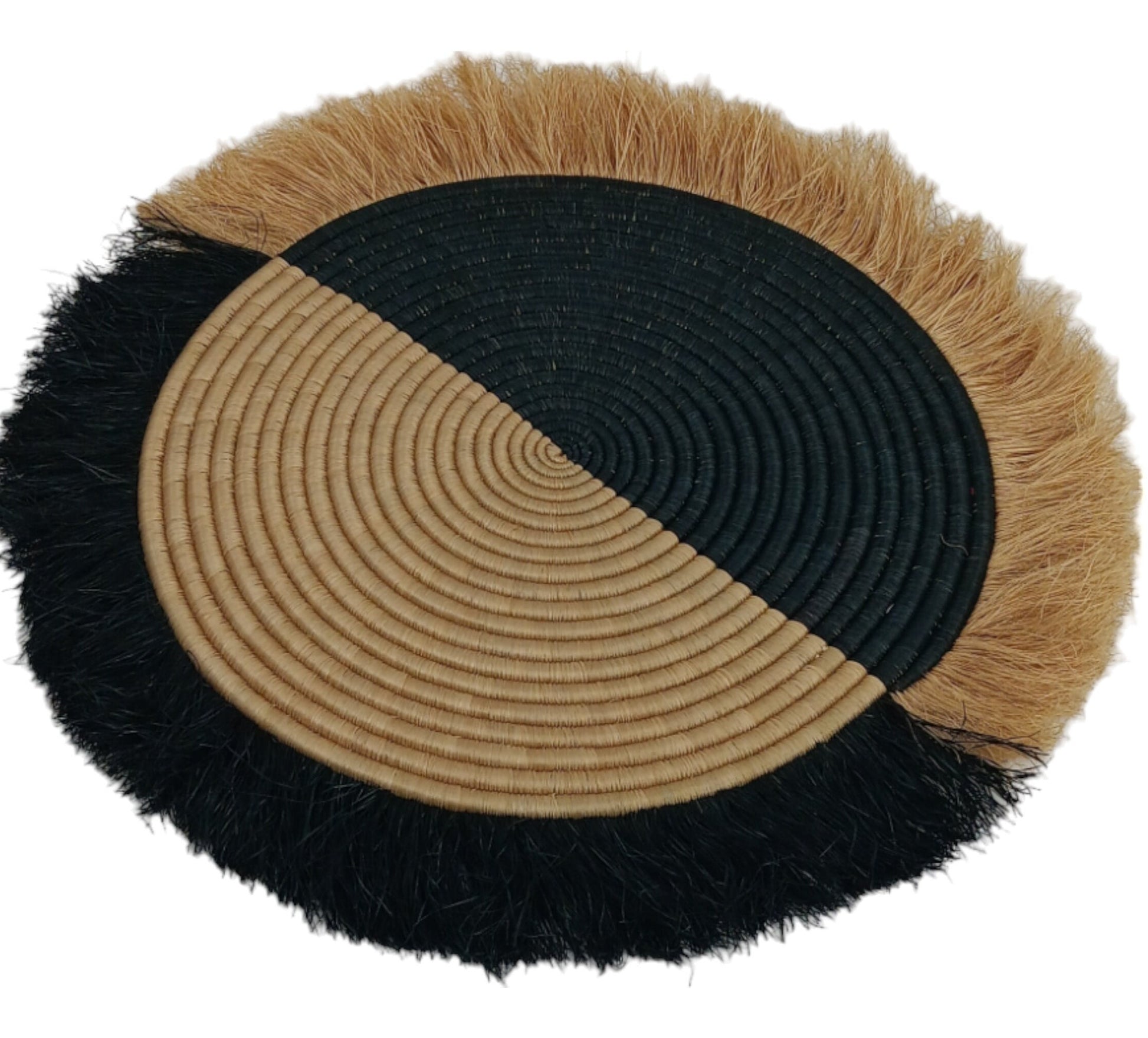 Large Fringed Wall Basket: Handwoven African Decor (18-20 Inches)