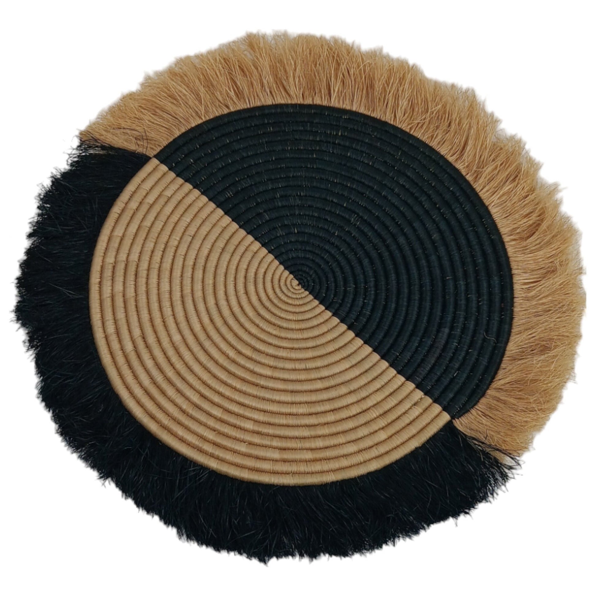 Large Fringed Wall Basket: Handwoven African Decor (18-20 Inches)