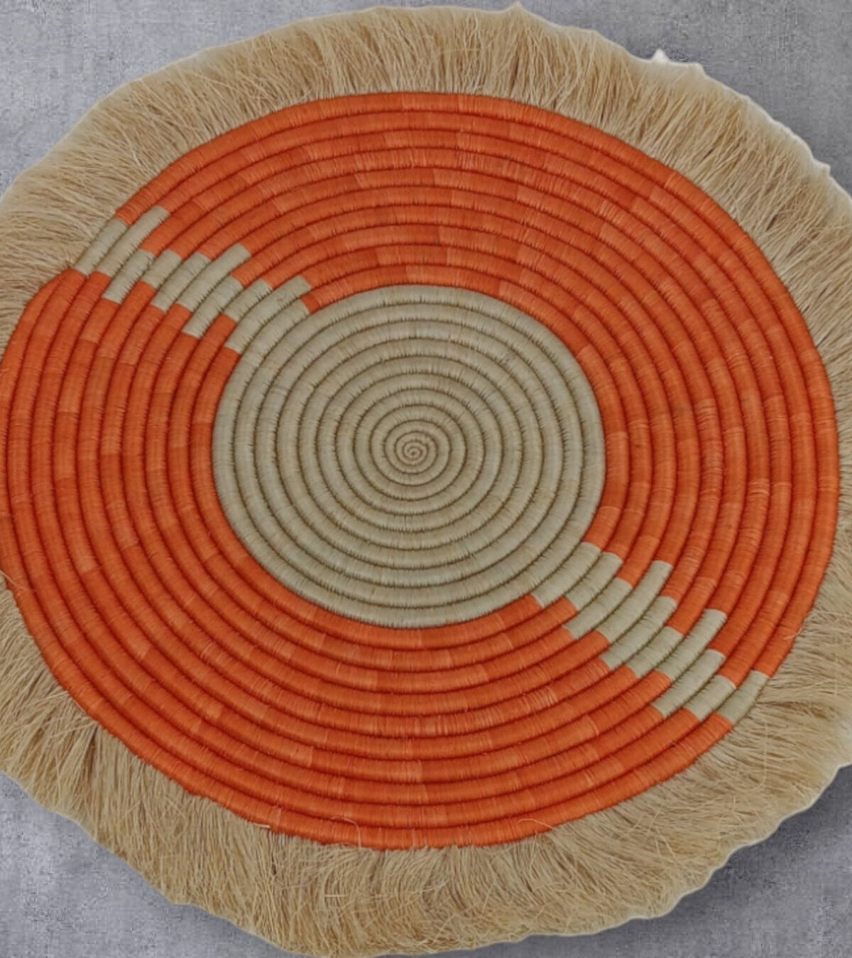 Large Fringed Wall Basket: Handwoven African Decor (18-20" Wide)