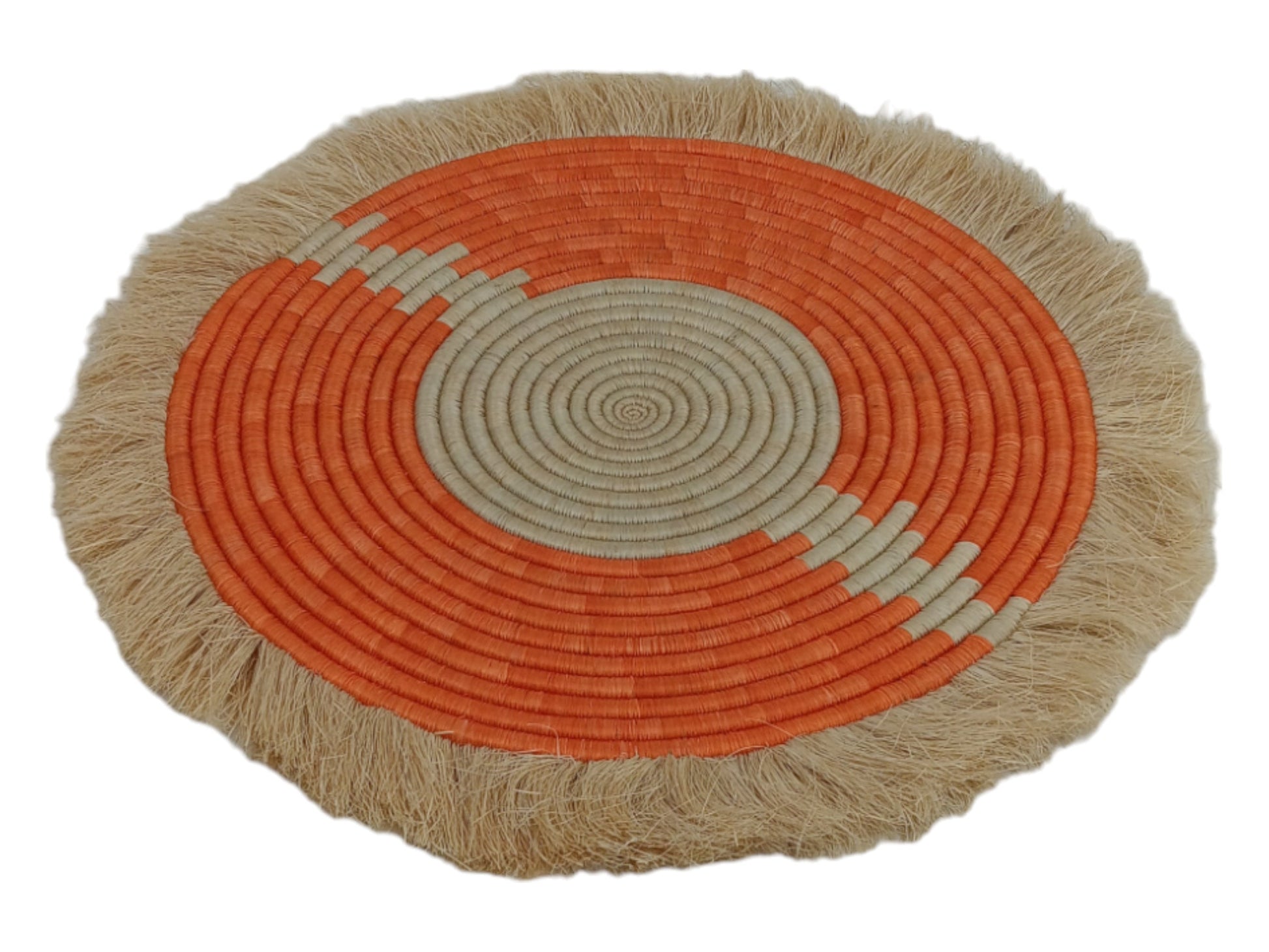 Large Fringed Wall Basket: Handwoven African Decor (18-20" Wide)