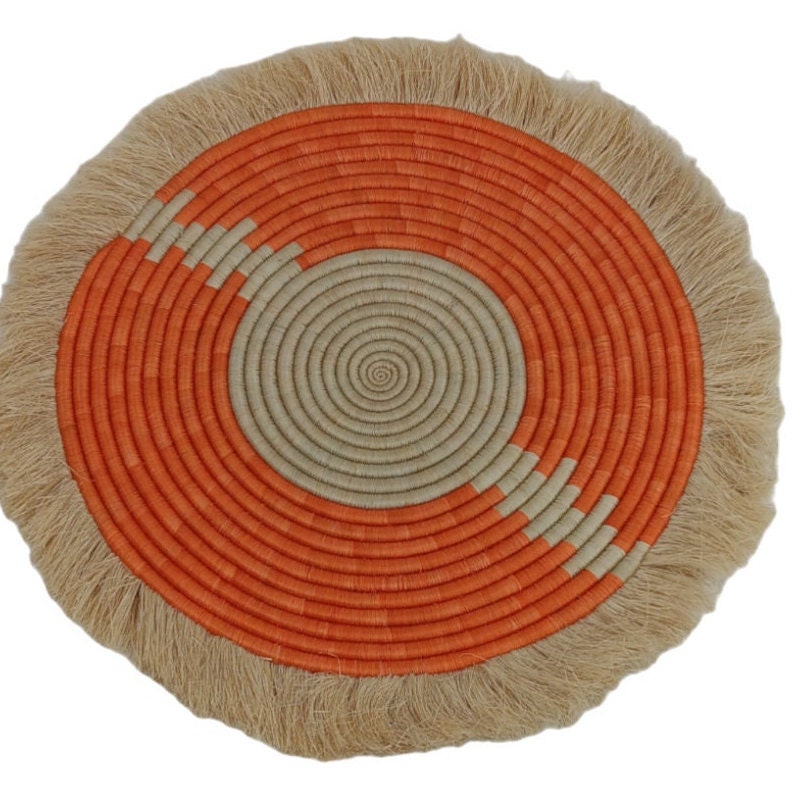 Large Fringed Wall Basket: Handwoven African Decor (18-20" Wide)