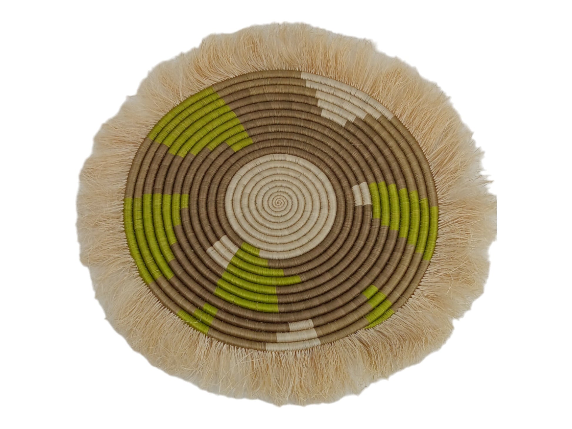 Large Fringed Wall Basket: Handwoven Sweetgrass & Sisal Decor