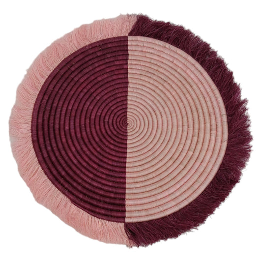 Large Fringed Woven Wall Basket: Colorful African Decor (18-20 Inches)