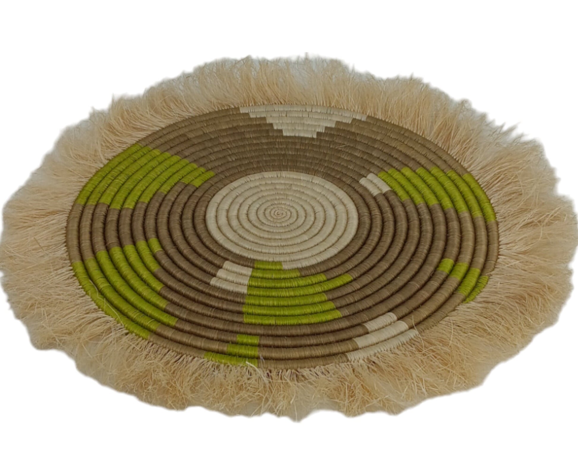 Large Fringed Wall Basket: Handwoven Sweetgrass & Sisal Decor