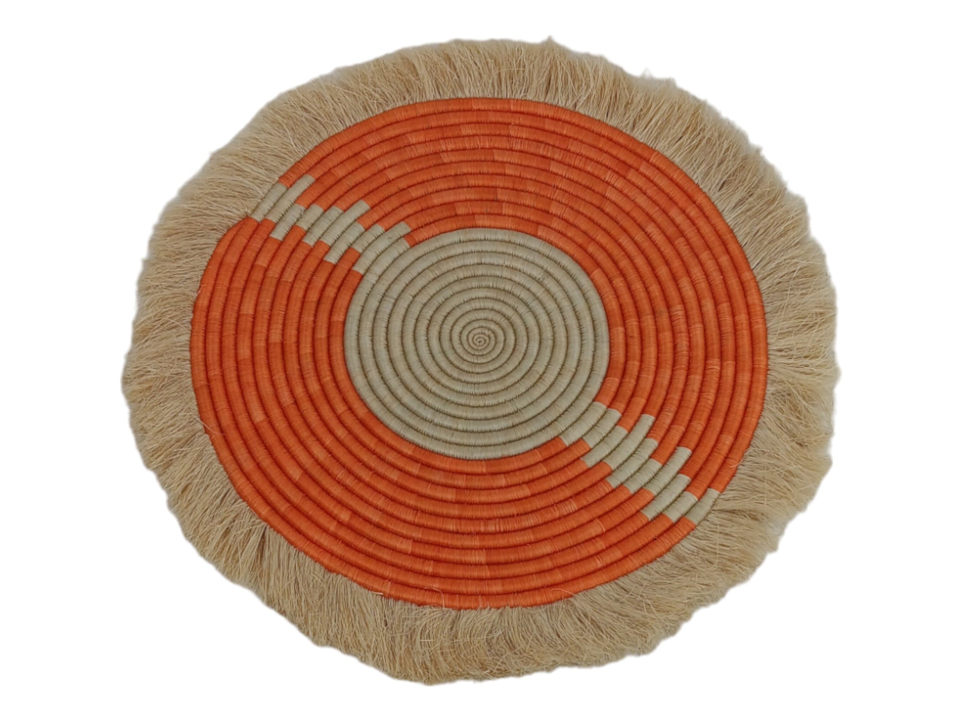 Large Fringed Wall Basket: Handwoven African Decor (18-20" Wide)