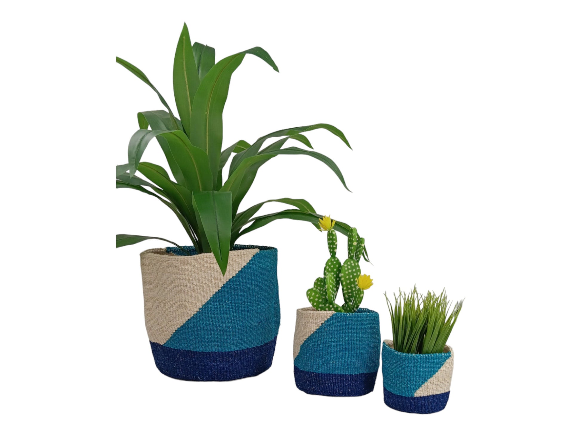 Woven Sisal Basket Planter: Handwoven African Boho Basket