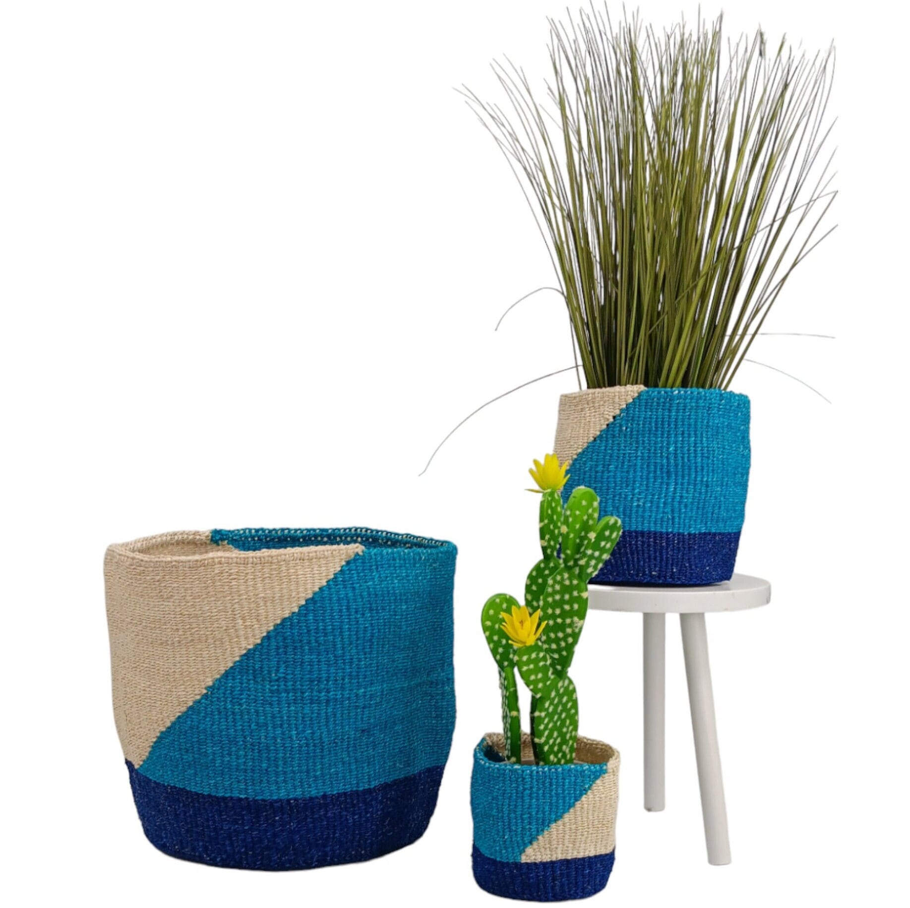 Woven Sisal Basket Planter: Handwoven African Boho Basket