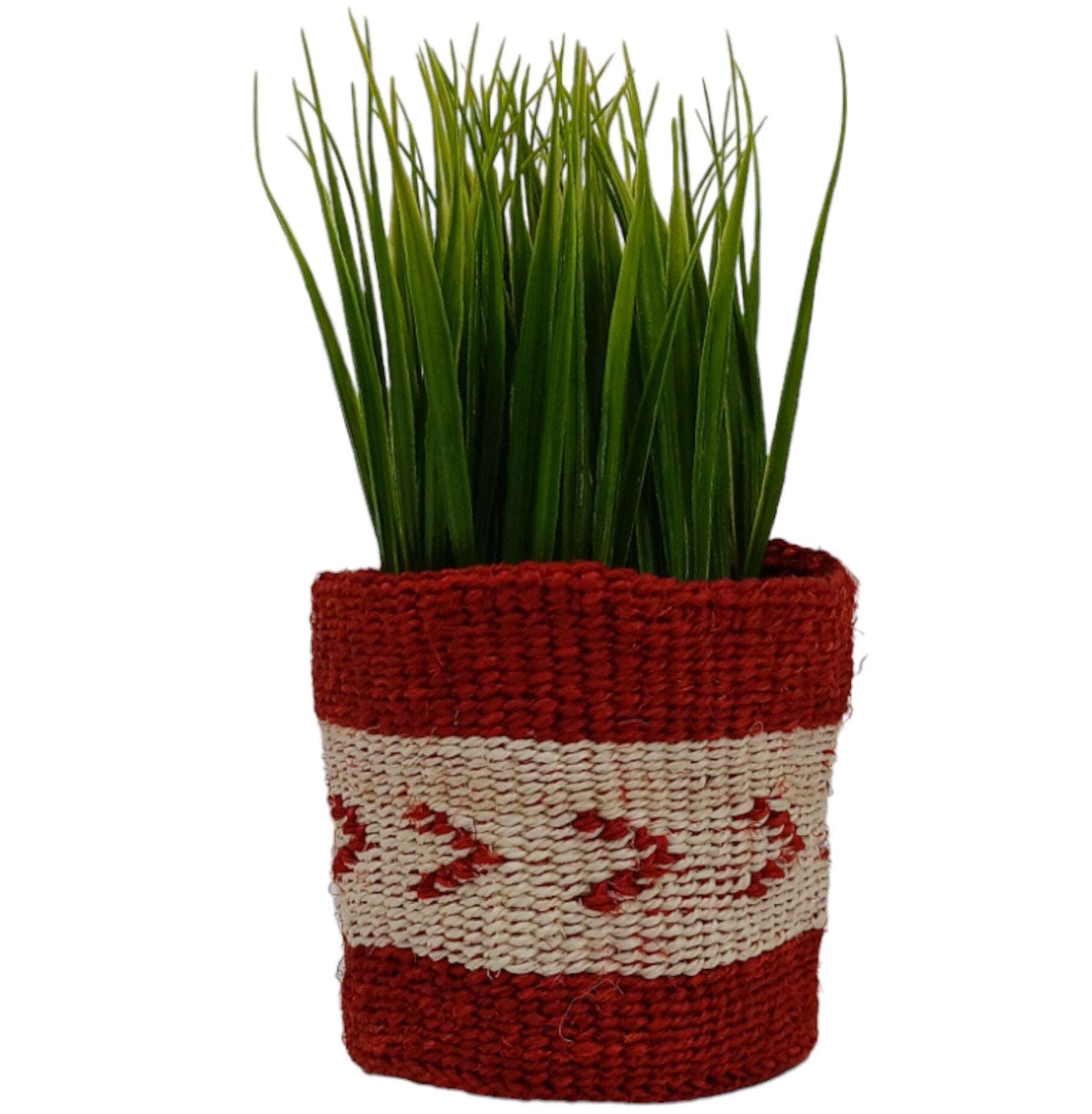 Handwoven Sisal Basket Planter: Colorful African Storage, Boho Decor