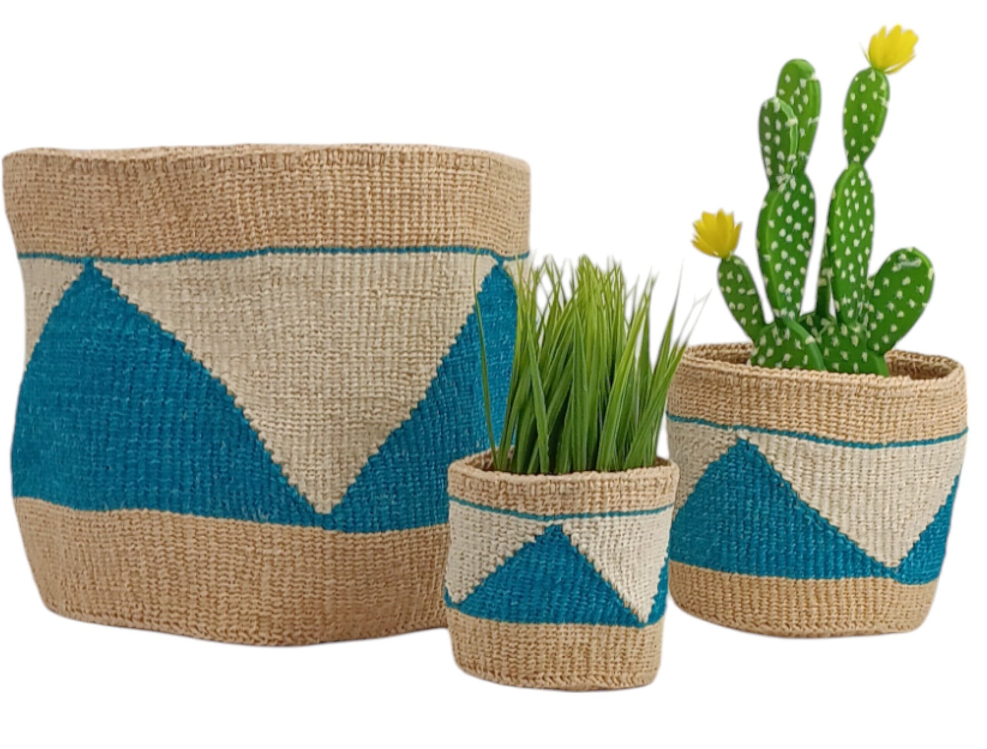 Handwoven Sisal Basket Planter: Boho Woven Plant Basket