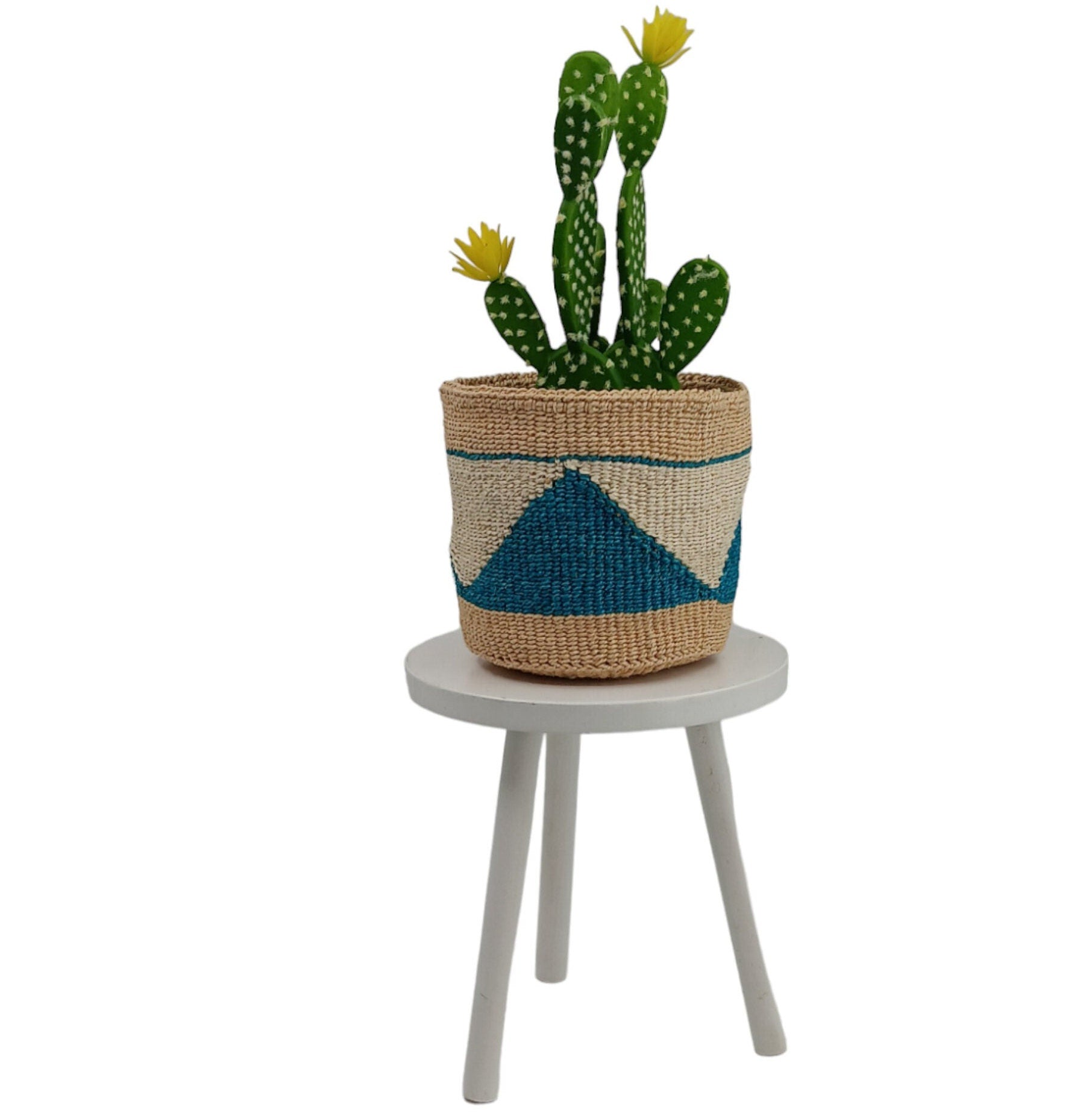 Handwoven Sisal Basket Planter: Boho Woven Plant Basket