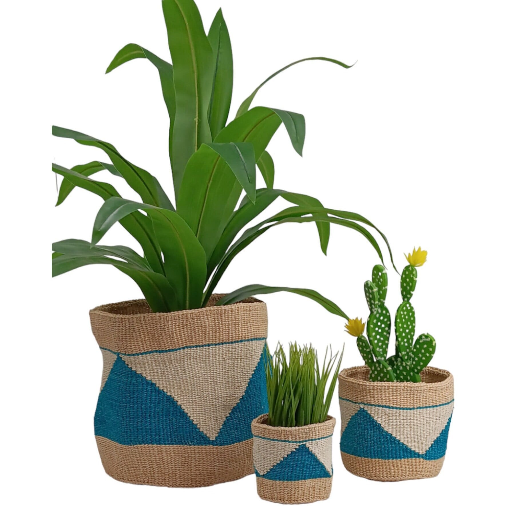 Handwoven Sisal Basket Planter: Boho Woven Plant Basket