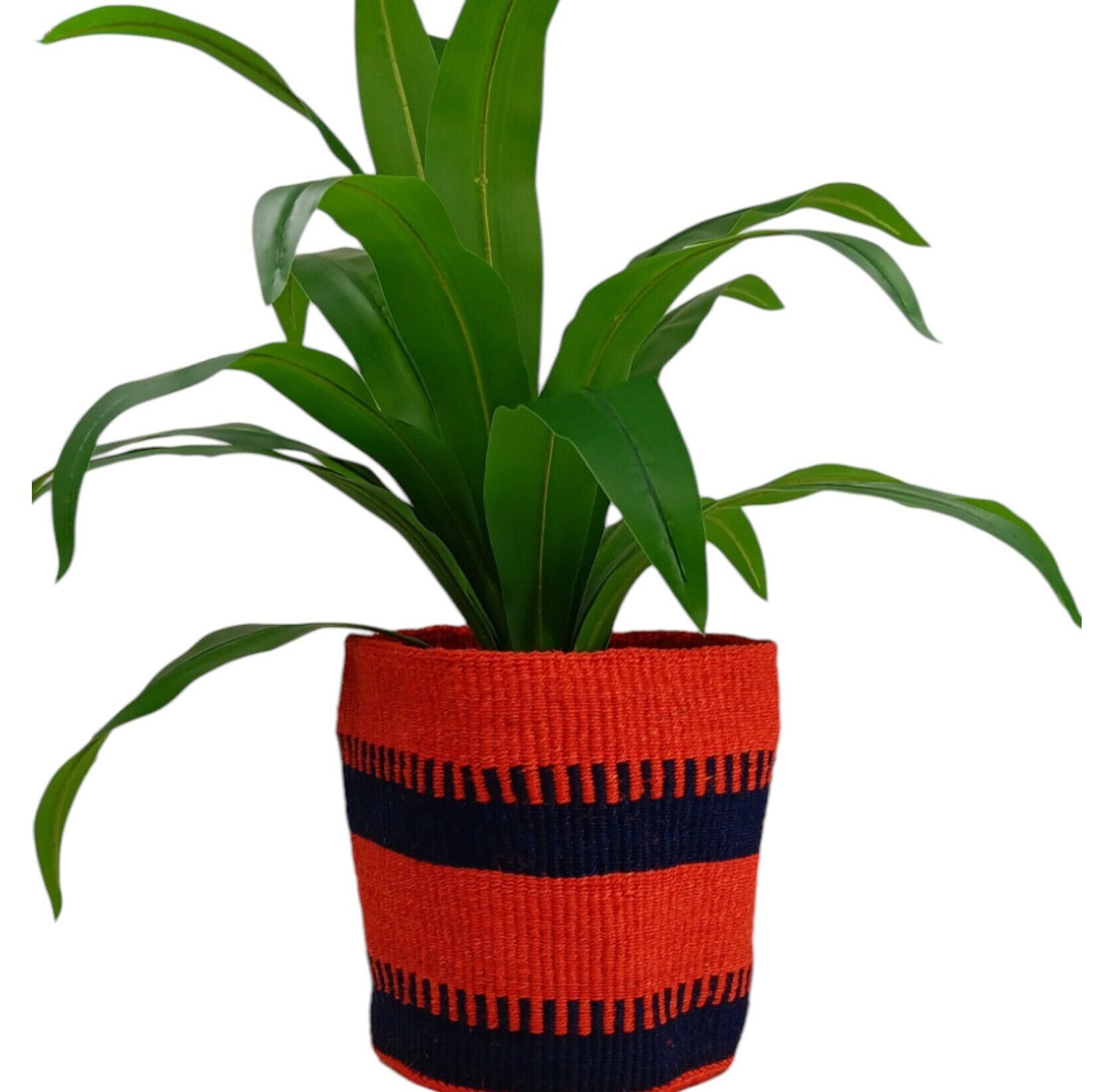 Handwoven Sisal Basket Planter: Kenyan Woven Storage Basket