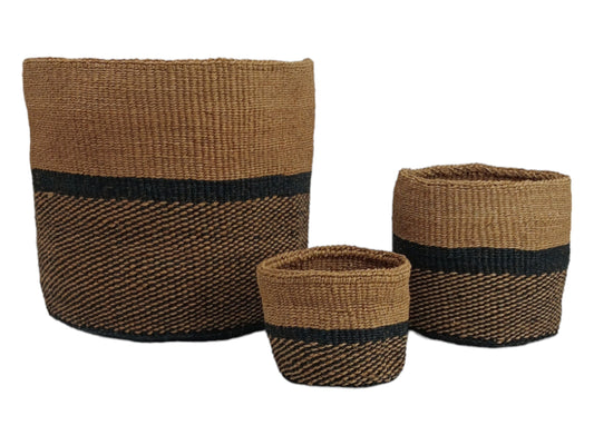 African Woven Basket: Sisal Plant Pot, Storage Basket