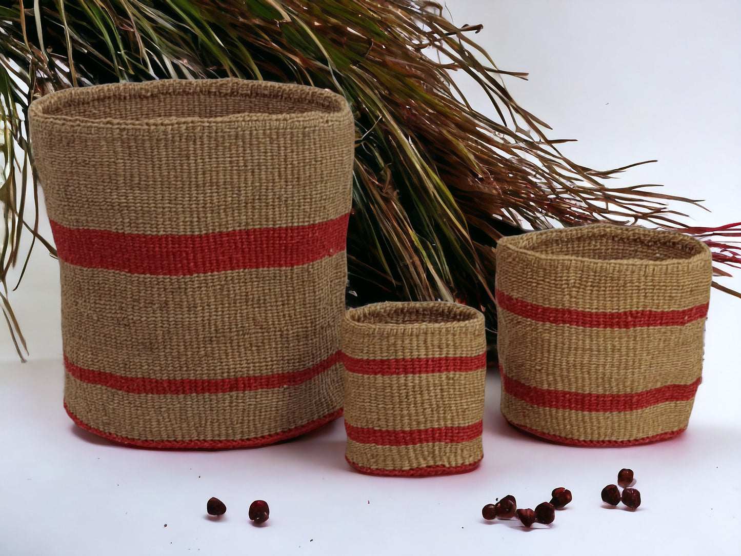 Woven Sisal Basket Planter: Colorful African Storage Basket