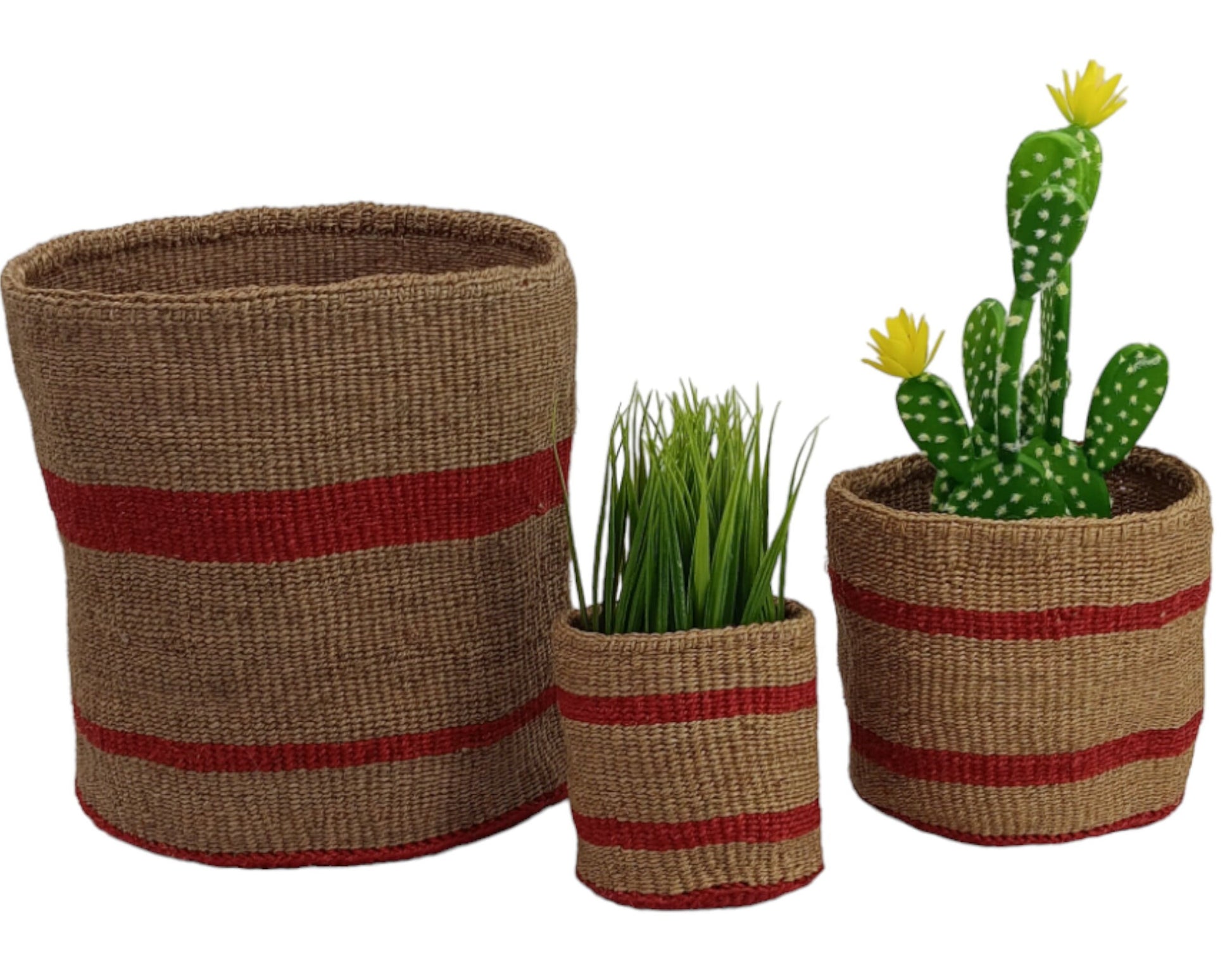 Woven Sisal Basket Planter: Colorful African Storage Basket