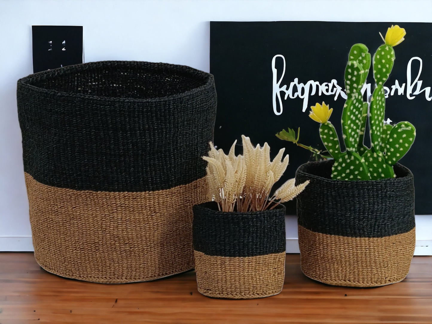 Handwoven Sisal Basket Planter: African Storage Basket