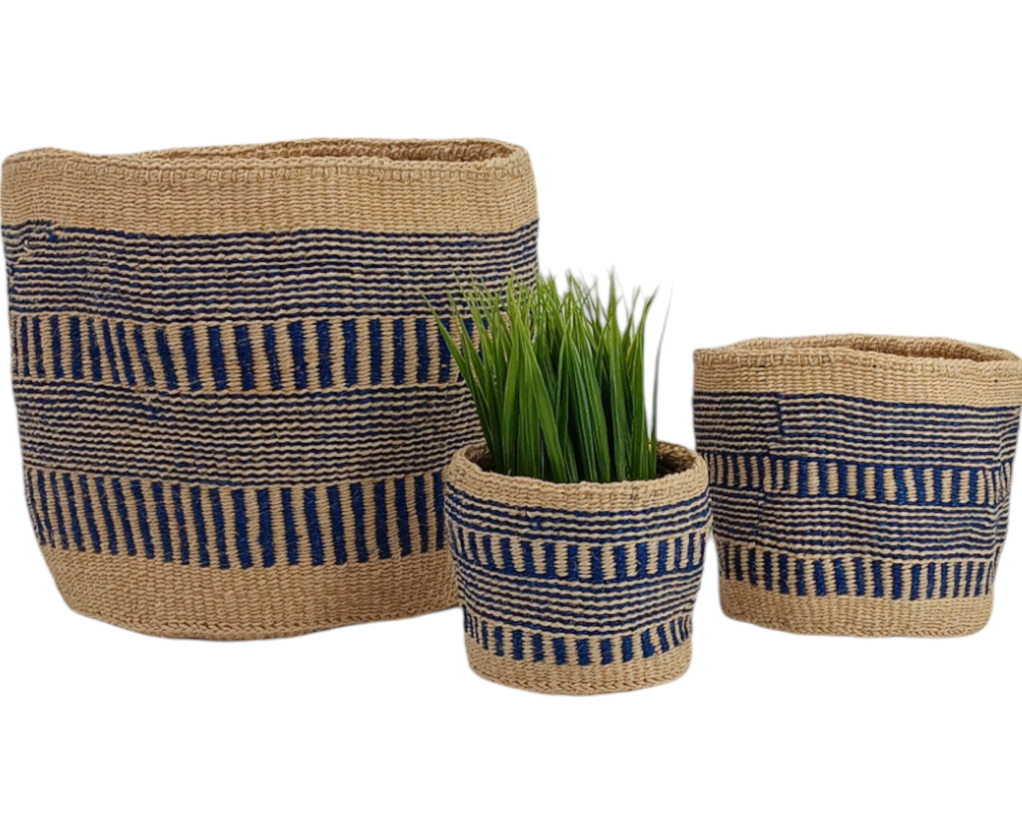 Handwoven Sisal Basket: Colorful Woven Planter, Storage Basket