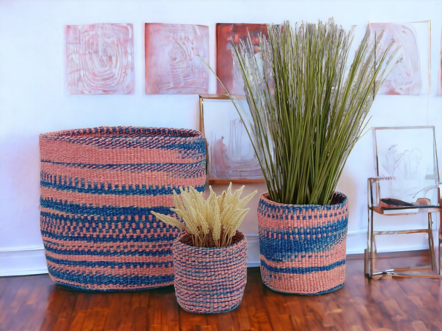 Woven Plant Basket: Handwoven Sisal Planter, African Storage Basket