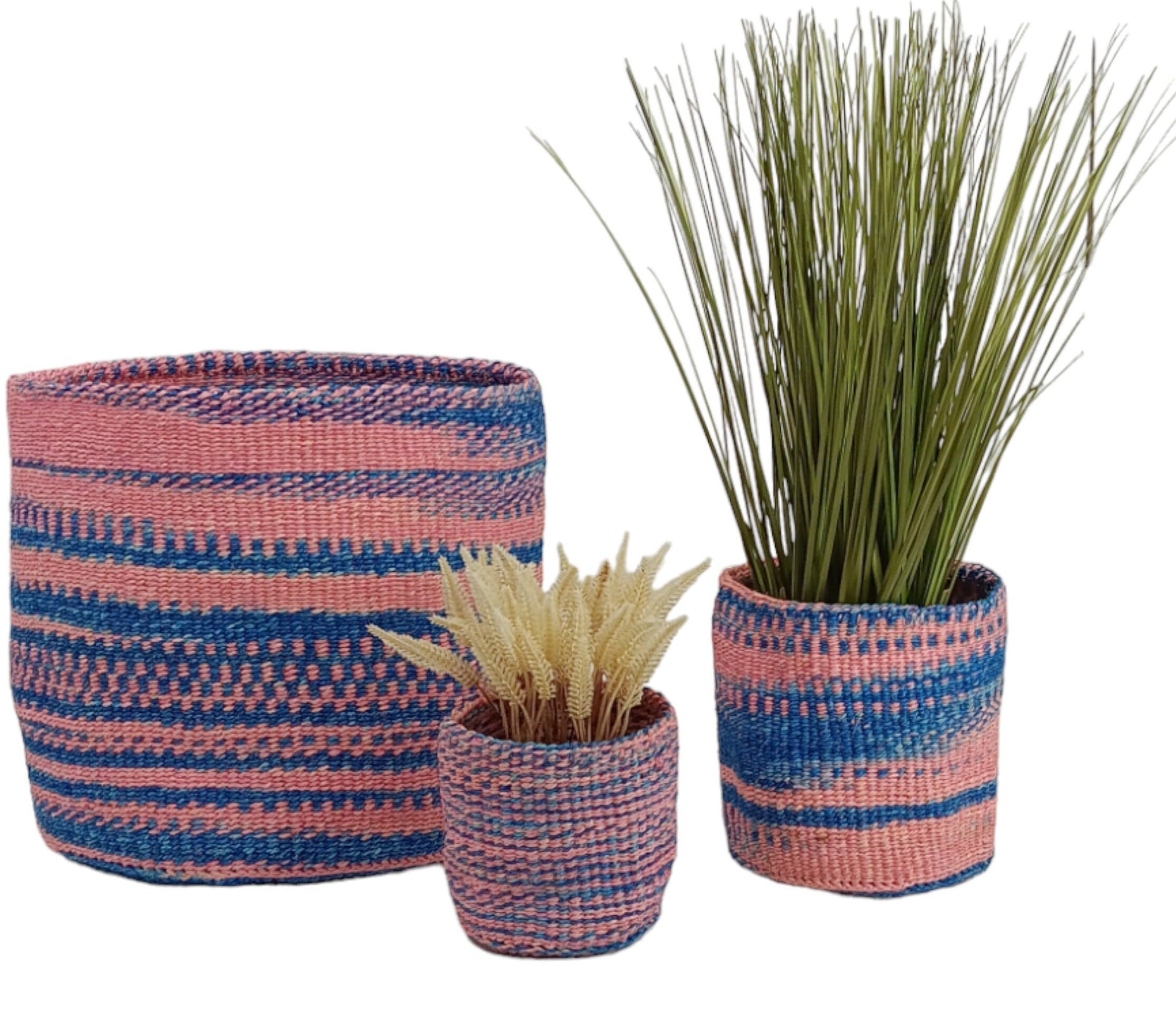Woven Plant Basket: Handwoven Sisal Planter, African Storage Basket