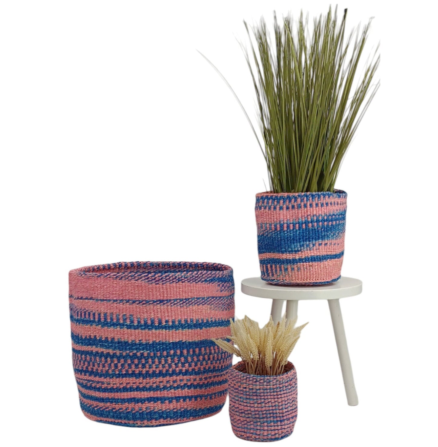Woven Plant Basket: Handwoven Sisal Planter, African Storage Basket