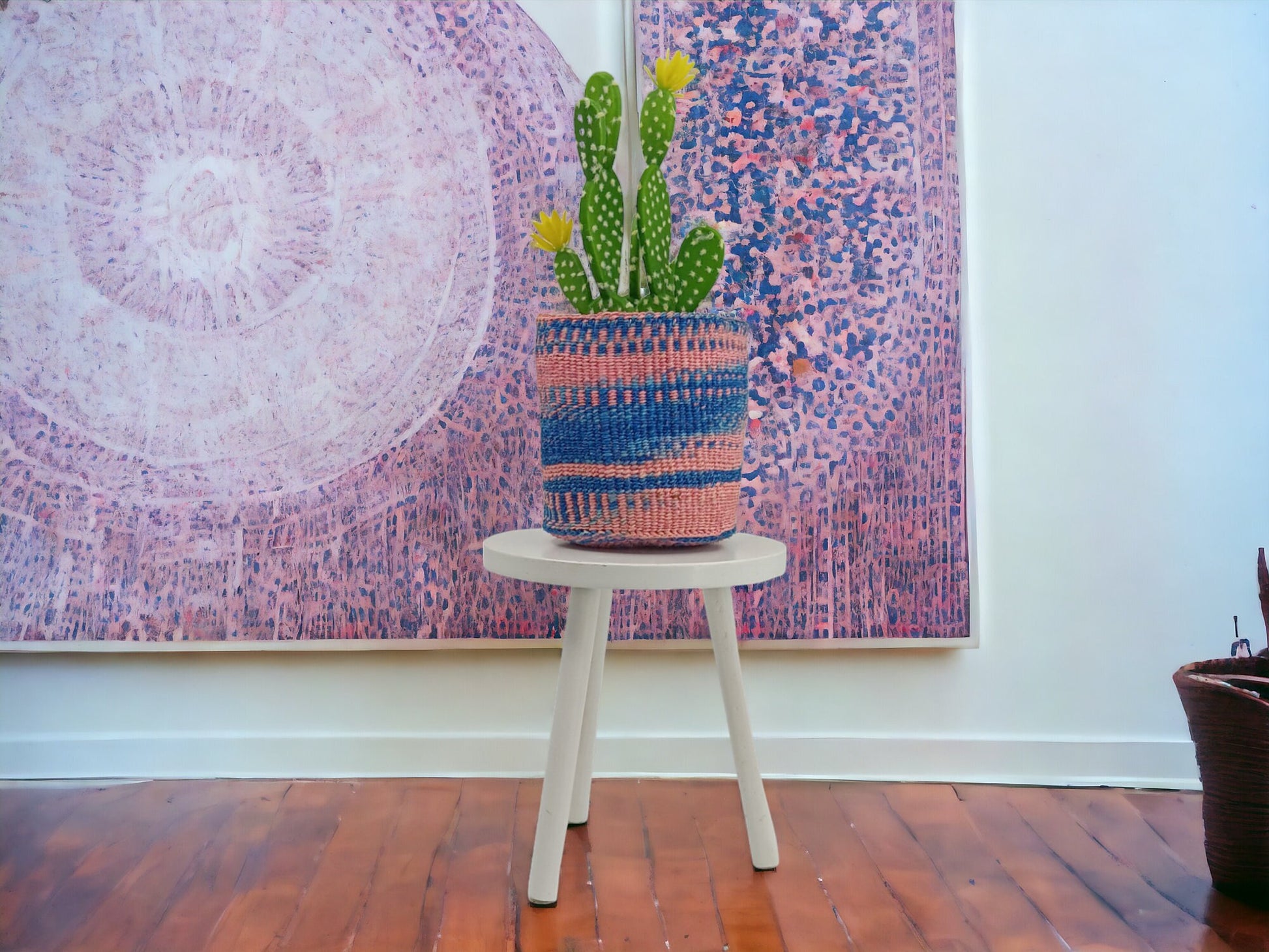 Woven Plant Basket: Handwoven Sisal Planter, African Storage Basket