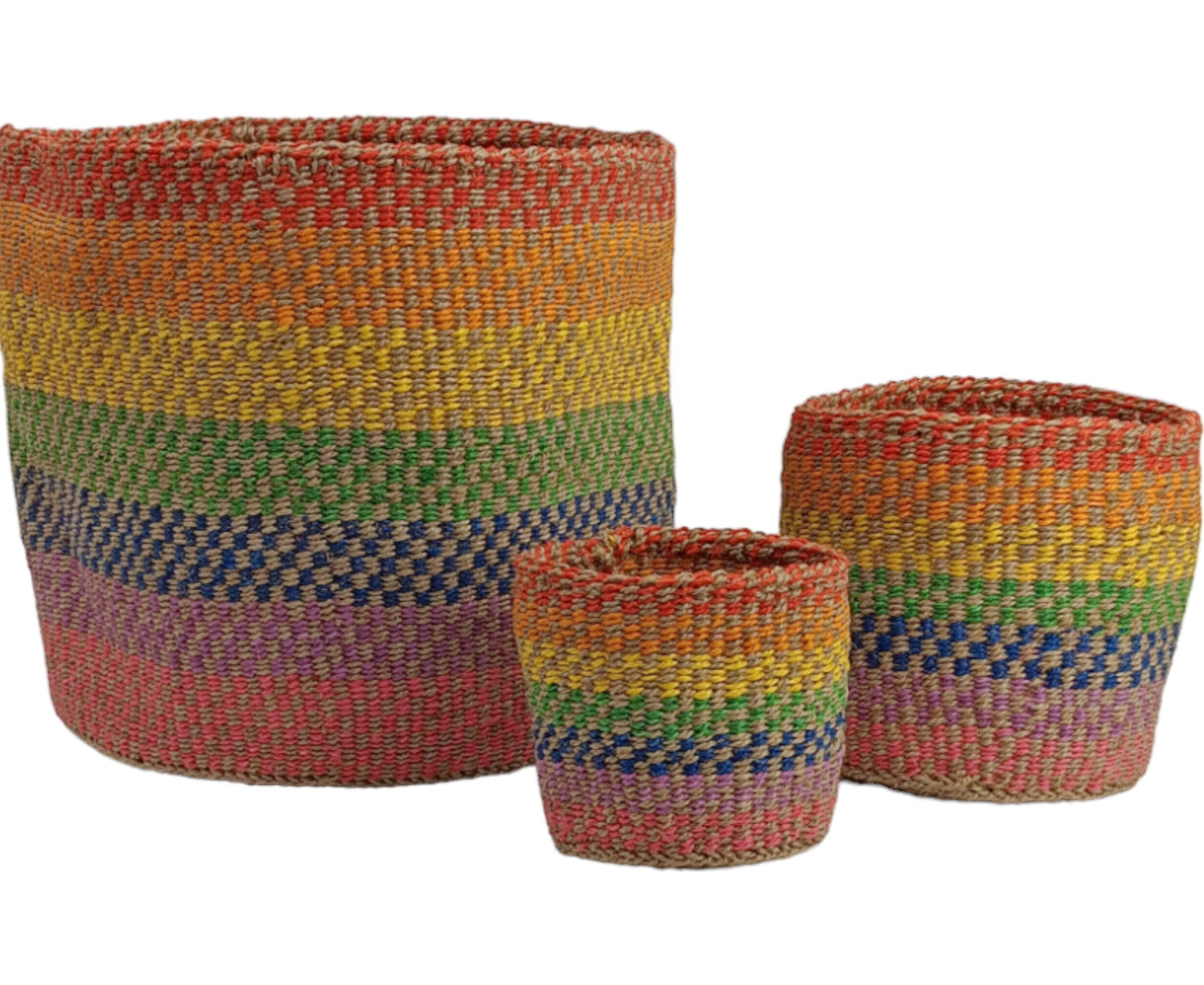 Woven Basket Planter: Colorful Sisal, Handwoven Kenyan Decor