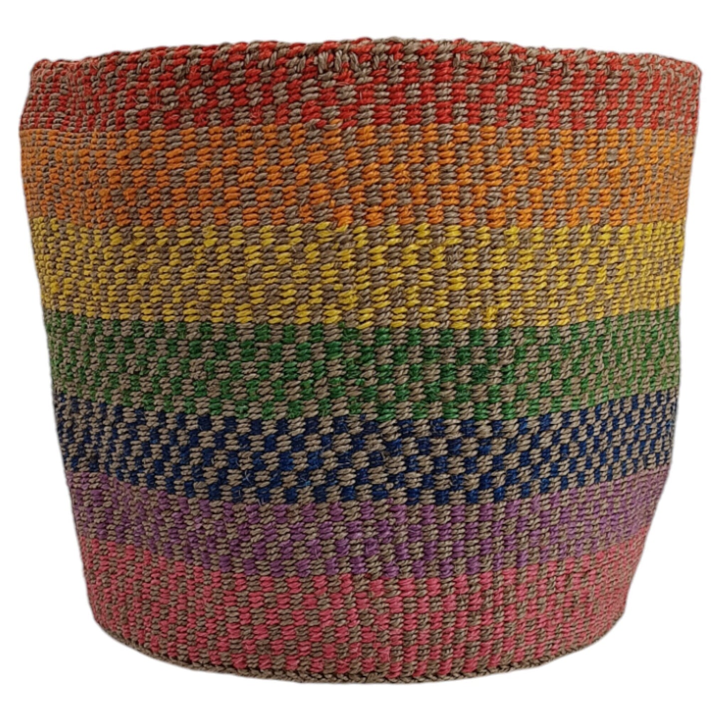 Woven Basket Planter: Colorful Sisal, Handwoven Kenyan Decor