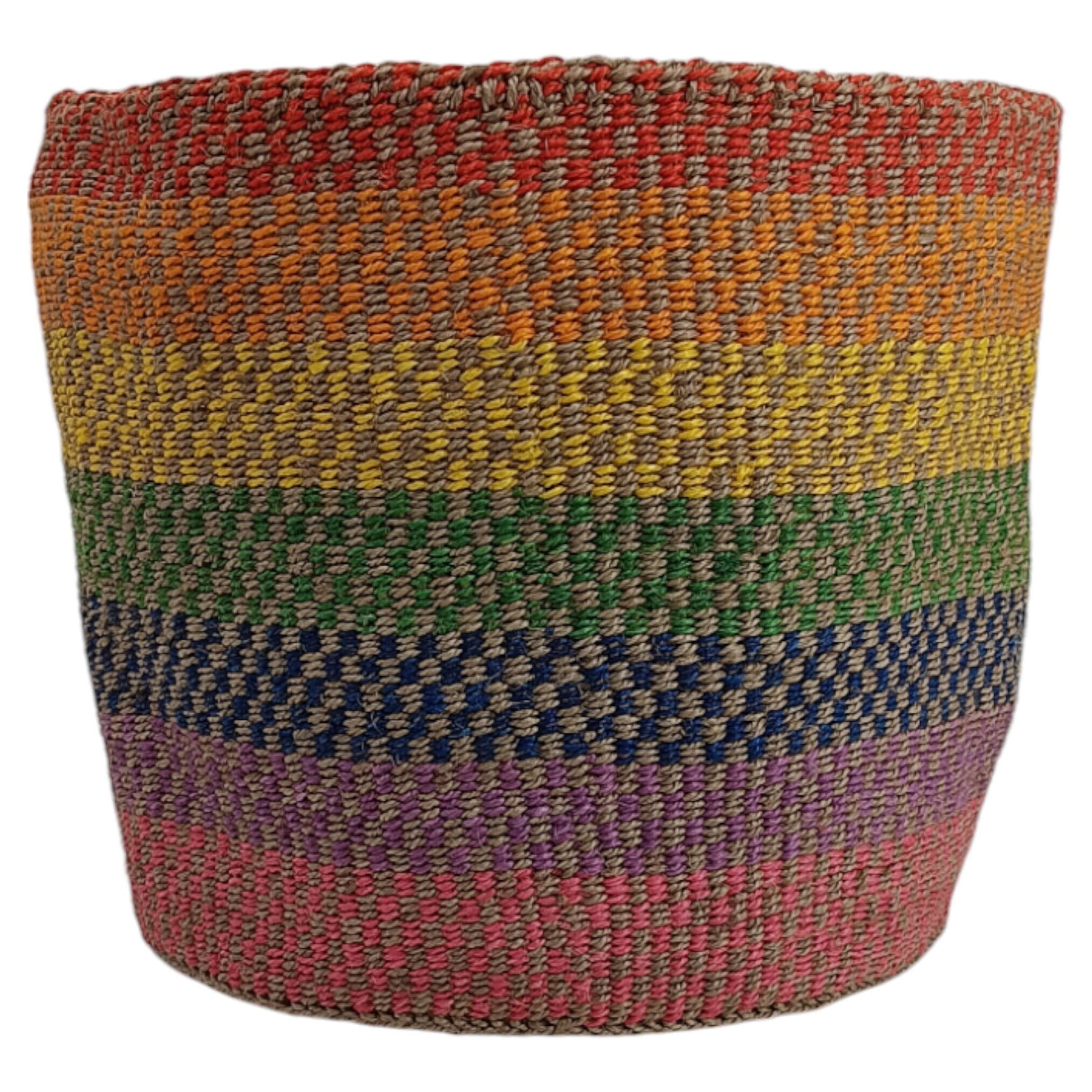 Woven Basket Planter: Colorful Sisal, Handwoven Kenyan Decor