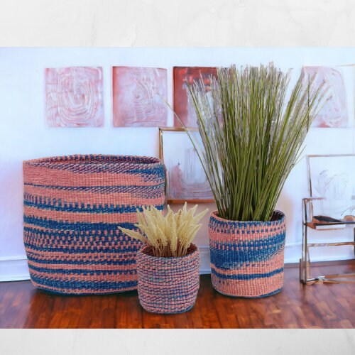 Woven Plant Basket: Handwoven Sisal Planter, African Storage Basket