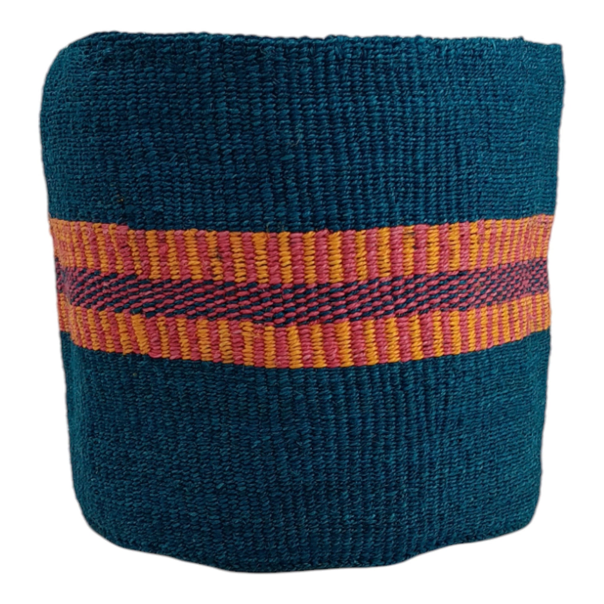 Colorful Woven Basket Planter: Round African Sisal Basket