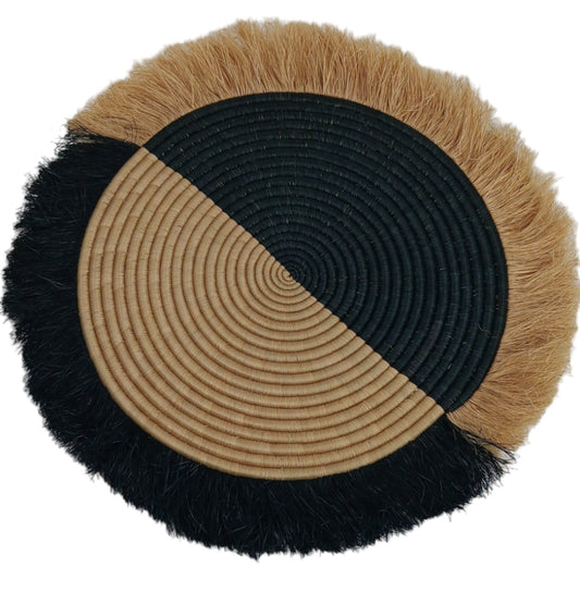 Large Fringed Wall Basket: Handwoven African Decor (18-20 Inches)