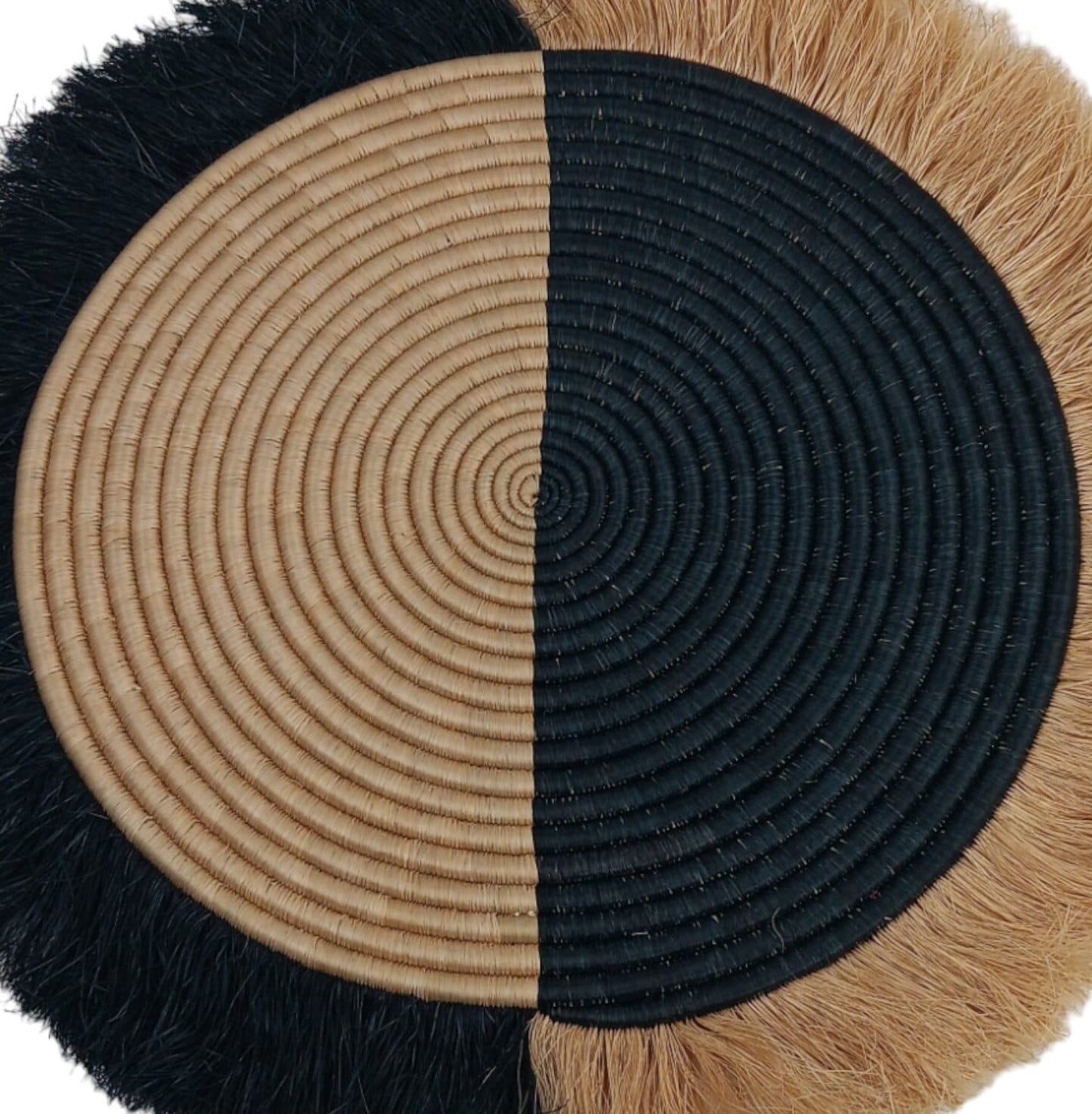 Large Fringed Wall Basket: Handwoven African Decor (18-20 Inches)