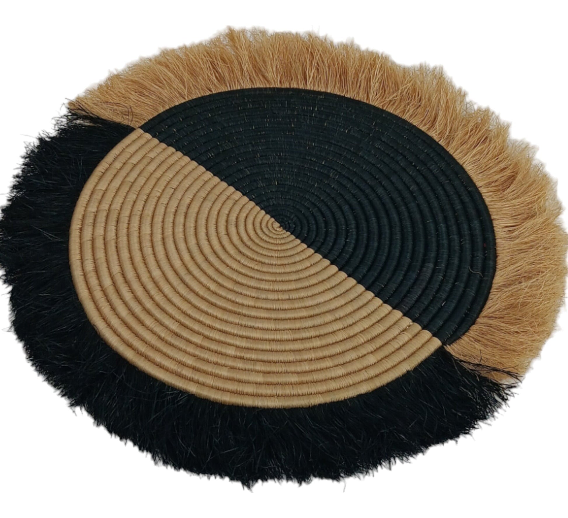 Large Fringed Wall Basket: Handwoven African Decor (18-20 Inches)